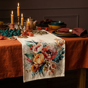 Lovely boho fall bouquet short table runner