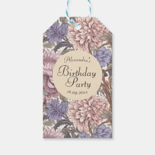 Lovely botanical Pink Purple cute Birthday Gift Tags