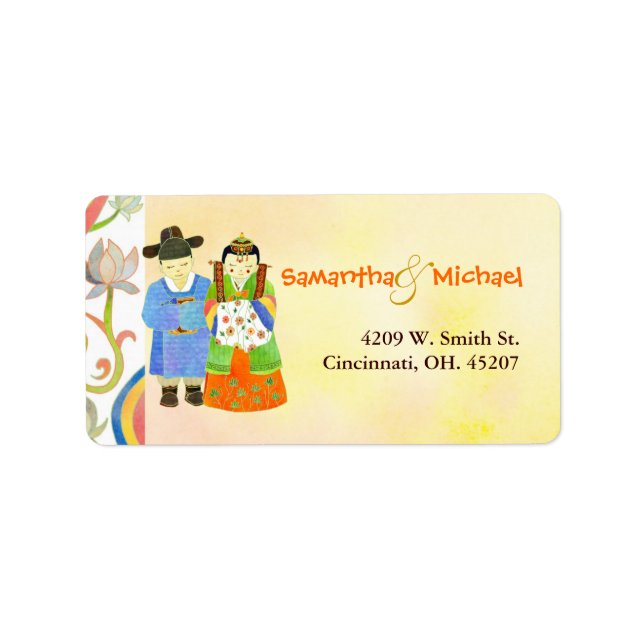 Lovely Bride and Groom Wedding Address Label (Front)