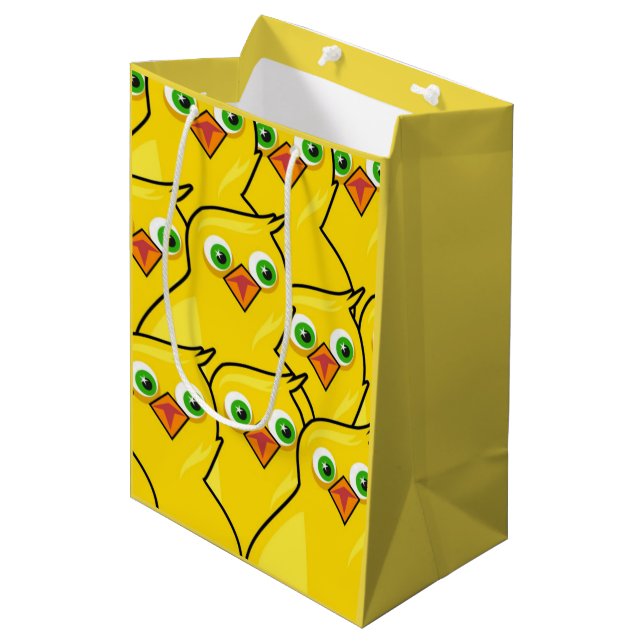 Lovely Bright Yellow Easter Chickens Medium Gift Bag (Front Angled)