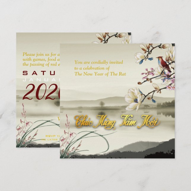 Lovely bucolic scene Vietnamese Rat Year 2020 SFCI Announcement (Front/Back)