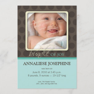 Lovely Bundle of Joy Birth Announcement :: teal