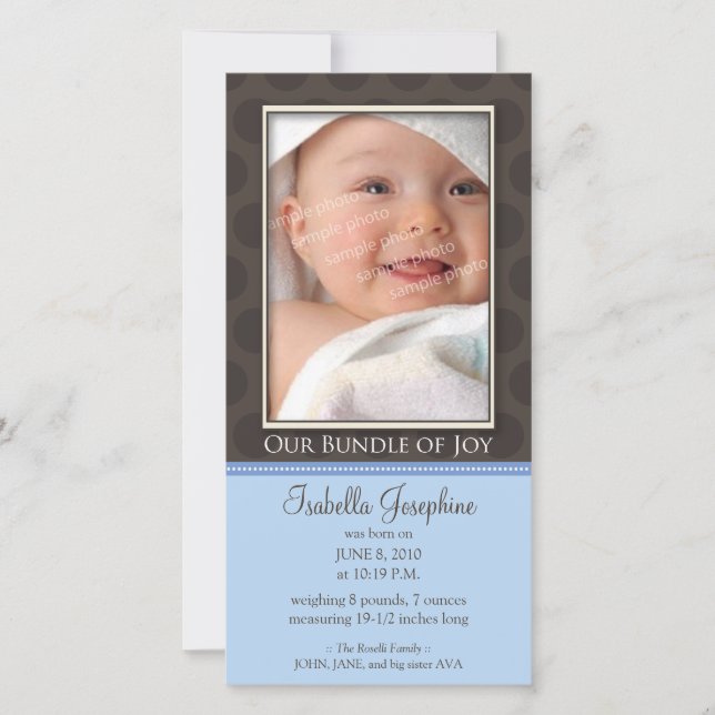 Lovely Bundle of Joy Birth Announcement :: thistle (Front)