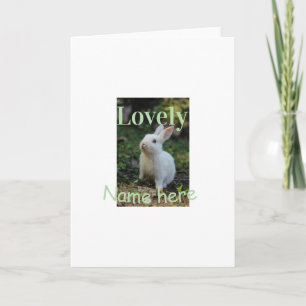 Lovely bunny rabbit pet photo name green pastel card