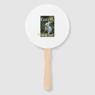 Lovely bunny rabbit pet photo name green pastel  hand fan