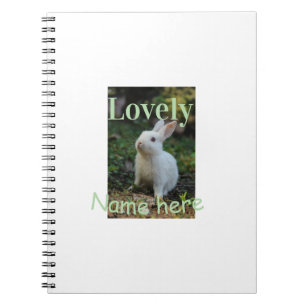 Lovely bunny rabbit pet photo name green pastel notebook