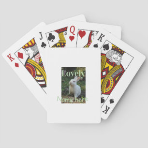 Lovely bunny rabbit pet photo name green pastel  playing cards