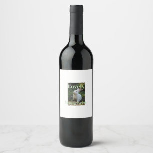 Lovely bunny rabbit pet photo name green pastel wine label