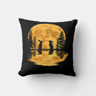 Lovely Bunny Rabbit Rabbits Moon Night Sky Cushion