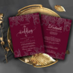 Lovely Burgundy Calligraphy All in One Wedding  Invitation<br><div class="desc">Elegant, modern, and delicate Minimal Lined Foliage calligraphy script wedding invitation that you can customise with your info to make it furthermore special. The romantic minimalist design features lovely and elegant typography on a Beautiful background with a clean and simple look. Save paper by including the details on the back...</div>