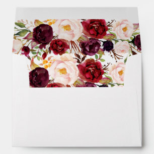 lovely burgundy floral wedding envelope