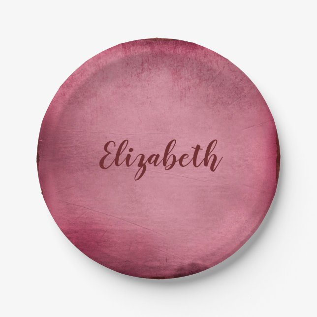 Lovely Burgundy Paper Plate (Front)
