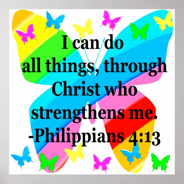 LOVELY BUTTERFLY PHILIPPIANS 4:13 COLORFUL POSTER (Front)