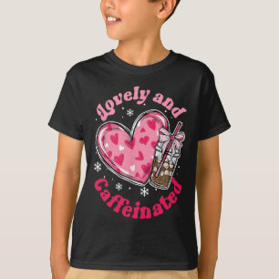 Lovely Caffeinated Valentine Coquette Bow Heart T-Shirt