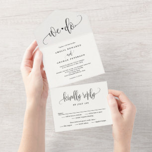 Lovely Calligraphy All In One Wedding Invitation