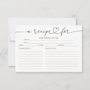 Lovely Calligraphy Bridal Shower Recipe Cards