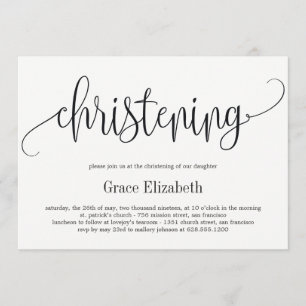 Lovely Calligraphy Christening Invitation
