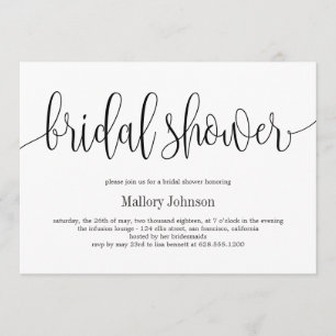 Lovely Calligraphy EDITABLE COLOR Bridal Shower Invitation