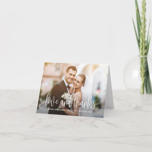 Lovely Calligraphy EDITABLE COLOR Thank You Card (Front)