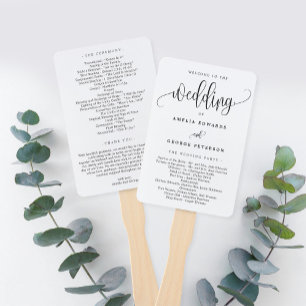Lovely Calligraphy EDITABLE COLOR Wedding Program Hand Fan