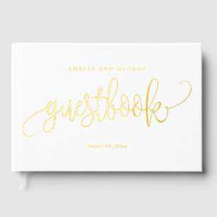 Lovely Calligraphy Editable Colour Foil Guestbook
