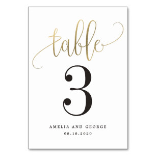 Lovely Calligraphy Faux Gold Foil Table Number