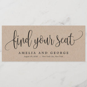 Lovely Calligraphy Find Your Seat Card