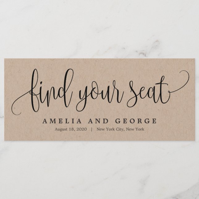 Lovely Calligraphy Find Your Seat Card (Front)