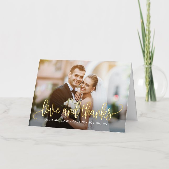 Lovely Calligraphy FOIL Folded Thank You Card (Front)