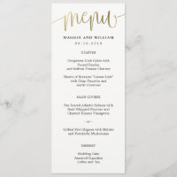 Lovely Calligraphy Menu Card Faux Gold