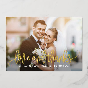 Lovely Calligraphy REAL FOIL Photo Thank You Card