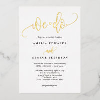 Lovely Calligraphy Real Foil Wedding Invitation