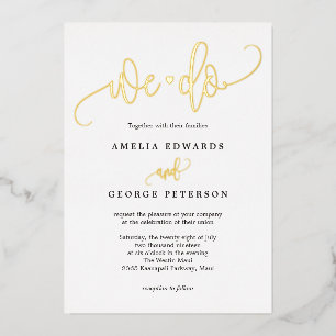 Lovely Calligraphy Real Foil Wedding Invitation