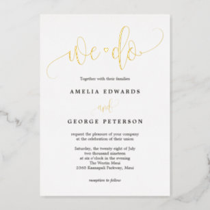 Lovely Calligraphy Real Foil Wedding Invitation