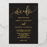 Lovely Calligraphy Real Foil Wedding Invitation Fo