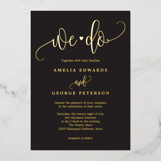 Lovely Calligraphy Real Foil Wedding Invitation Fo (Front)
