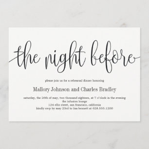 Lovely Calligraphy Rehearsal Dinner Invitation