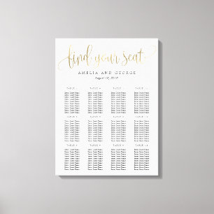 Lovely Calligraphy Seating Chart Canvas Faux Gold