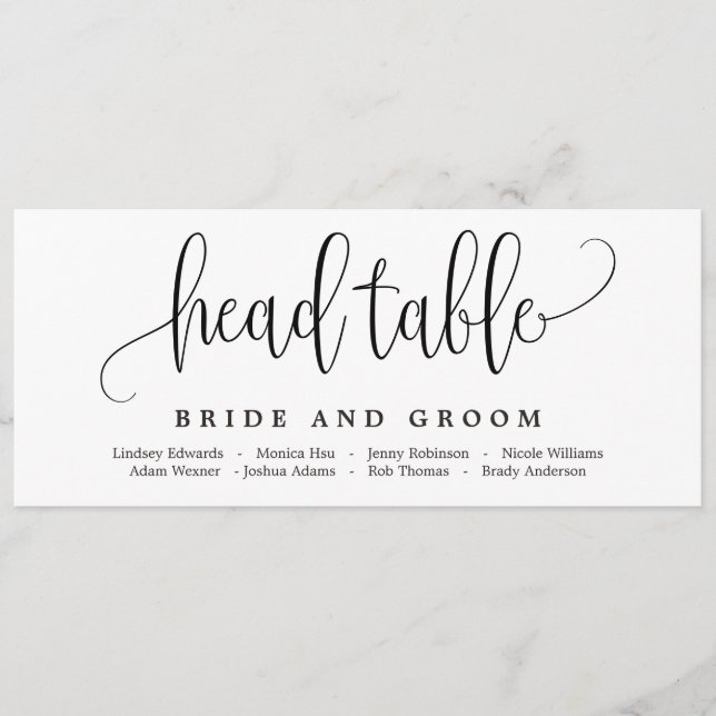 Lovely Calligraphy Seating Chart Card (Front)