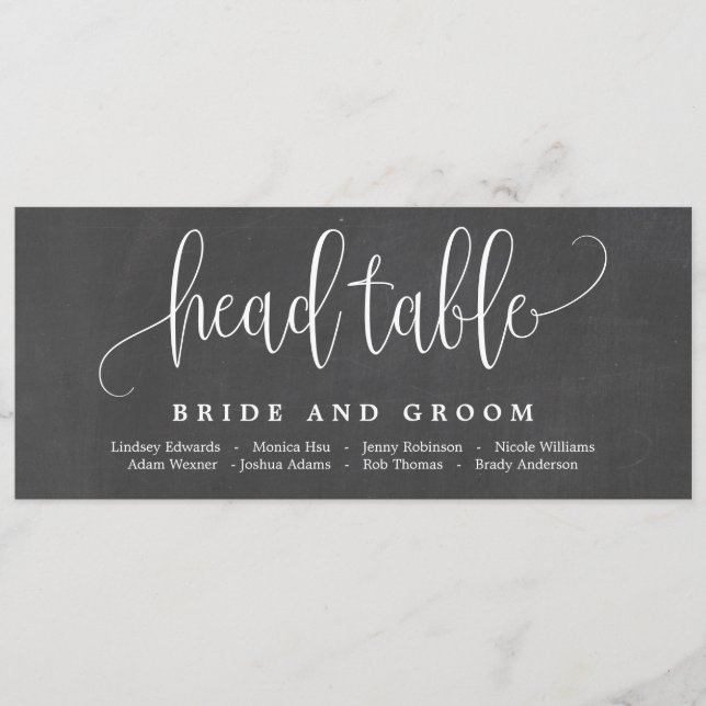 Lovely Calligraphy Seating Chart Card (Front)