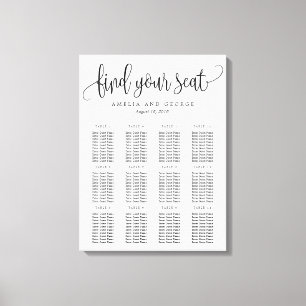 Lovely Calligraphy Seating Chart Wrapped Canvas