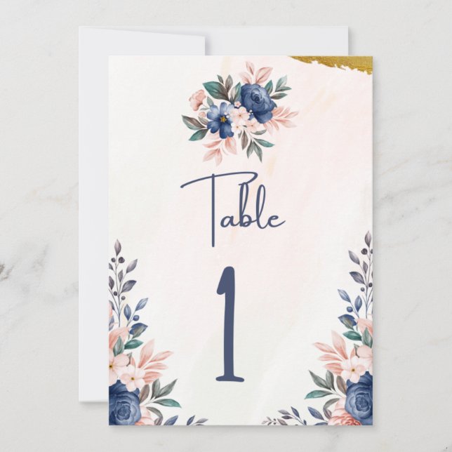 Lovely Calligraphy Table Number Card (Front)