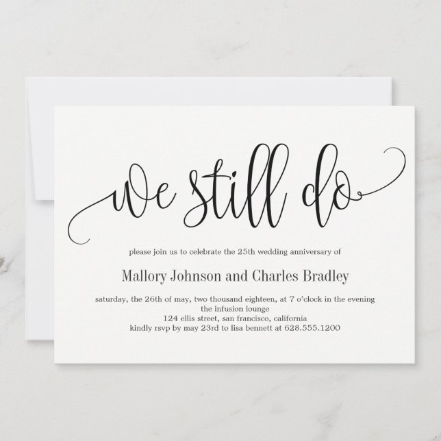 Lovely Calligraphy Wedding Anniversary Invitation (Front)