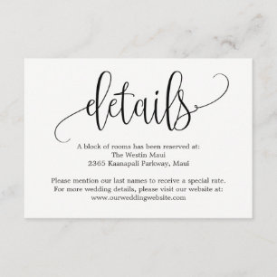 Lovely Calligraphy Wedding Details Enclosure Cards
