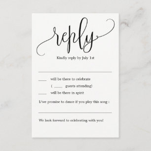 Lovely Calligraphy Wedding RSVP Without Menu Invitation