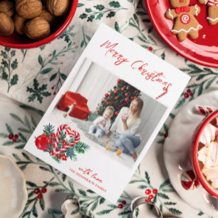 Lovely Candy Canes   Christmas Family Photo Holiday Card