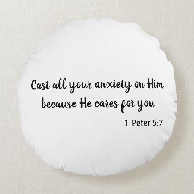 Lovely Cast Your Anxiety Round Cushion (Front)