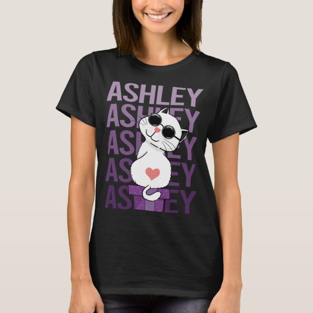 Lovely Cat - Ashley Name T-Shirt (Front)