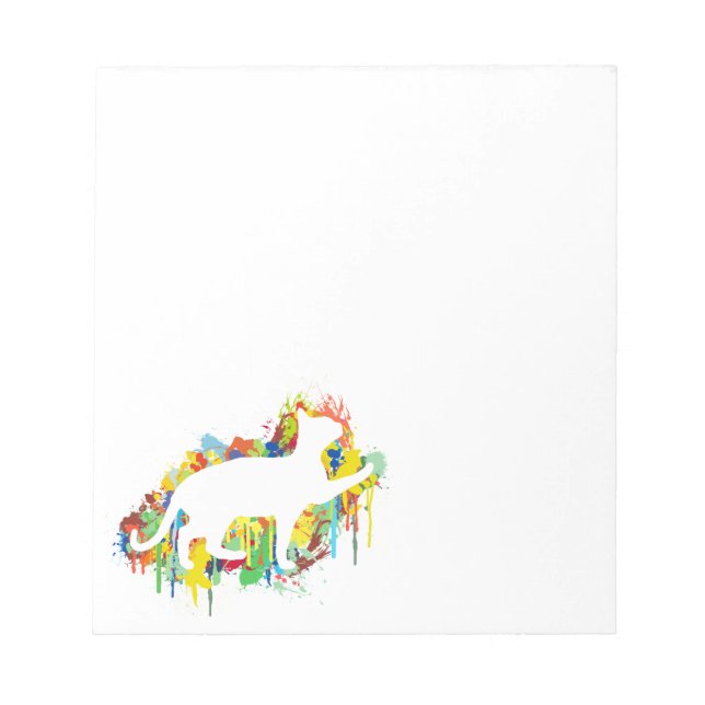 Lovely Cat Colourful Painting Splash Notepad (Front)