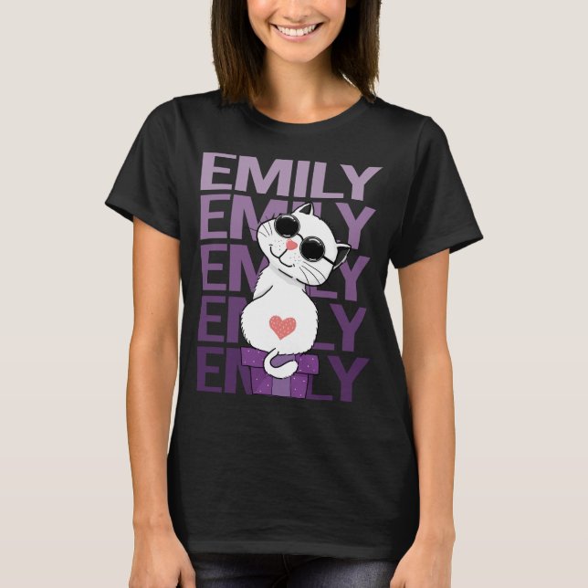 Lovely Cat - Emily Name T-Shirt (Front)